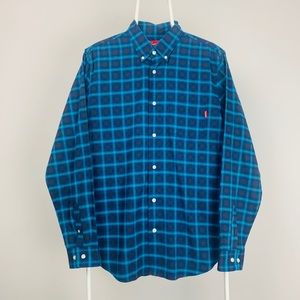 Supreme Flannel Button Down Shirt Blue Teal Medium
